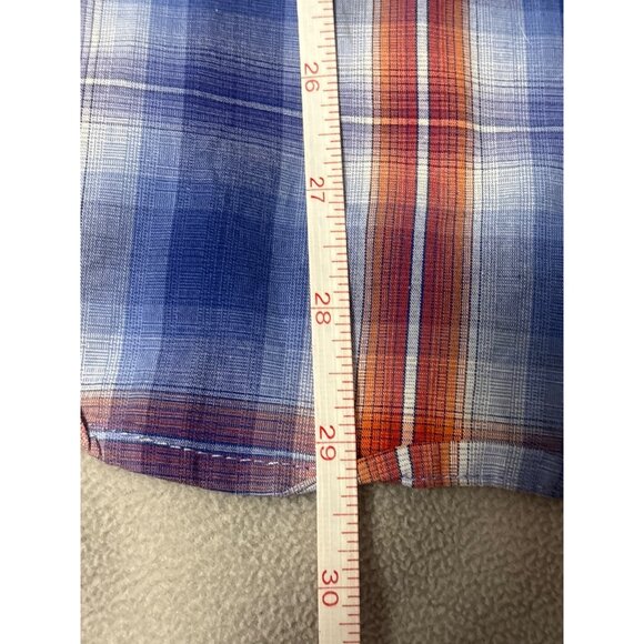 VTG Wrangler Silver Snap Men’s XXL Blue Plaid Shirt Western Cowboy Rodeo Pockets - Picture 6 of 6